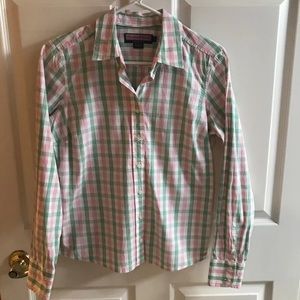 Vineyard Vines Pink and Green Plaid Button Up